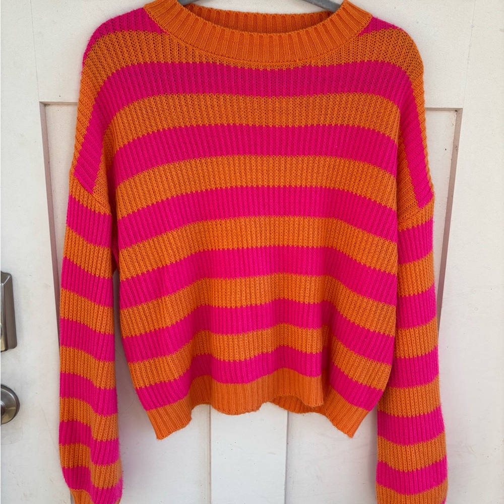 Striped Orange and Pink Women's Sweater